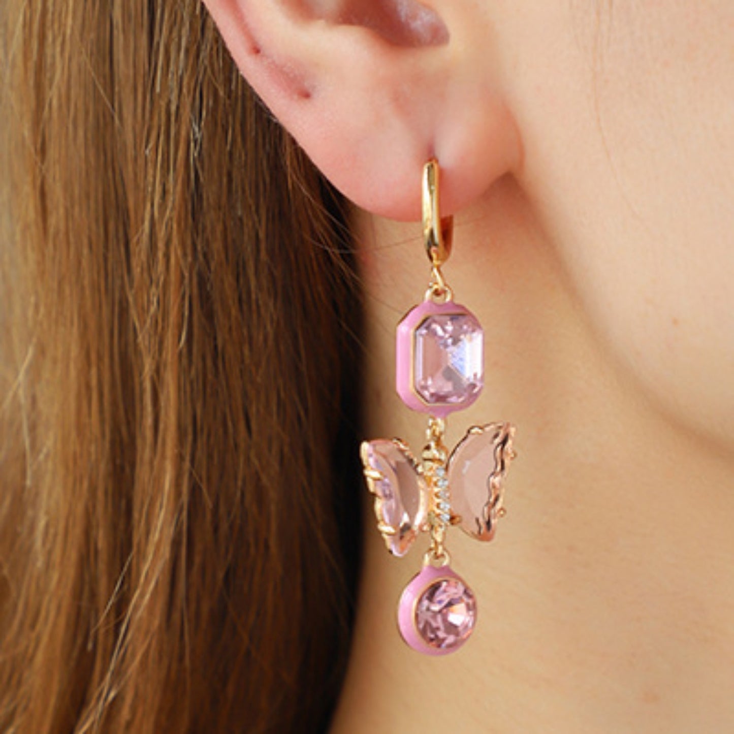 3-Piece Heart, Butterfly Shape Earrings