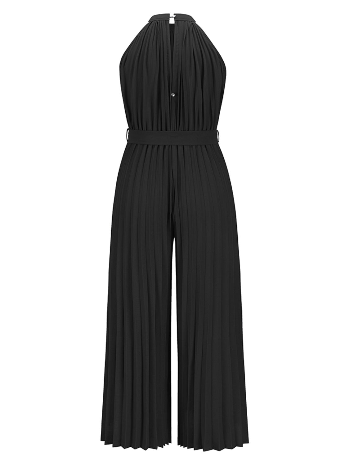 Cutout Tied Pleated Sleeveless Jumpsuit