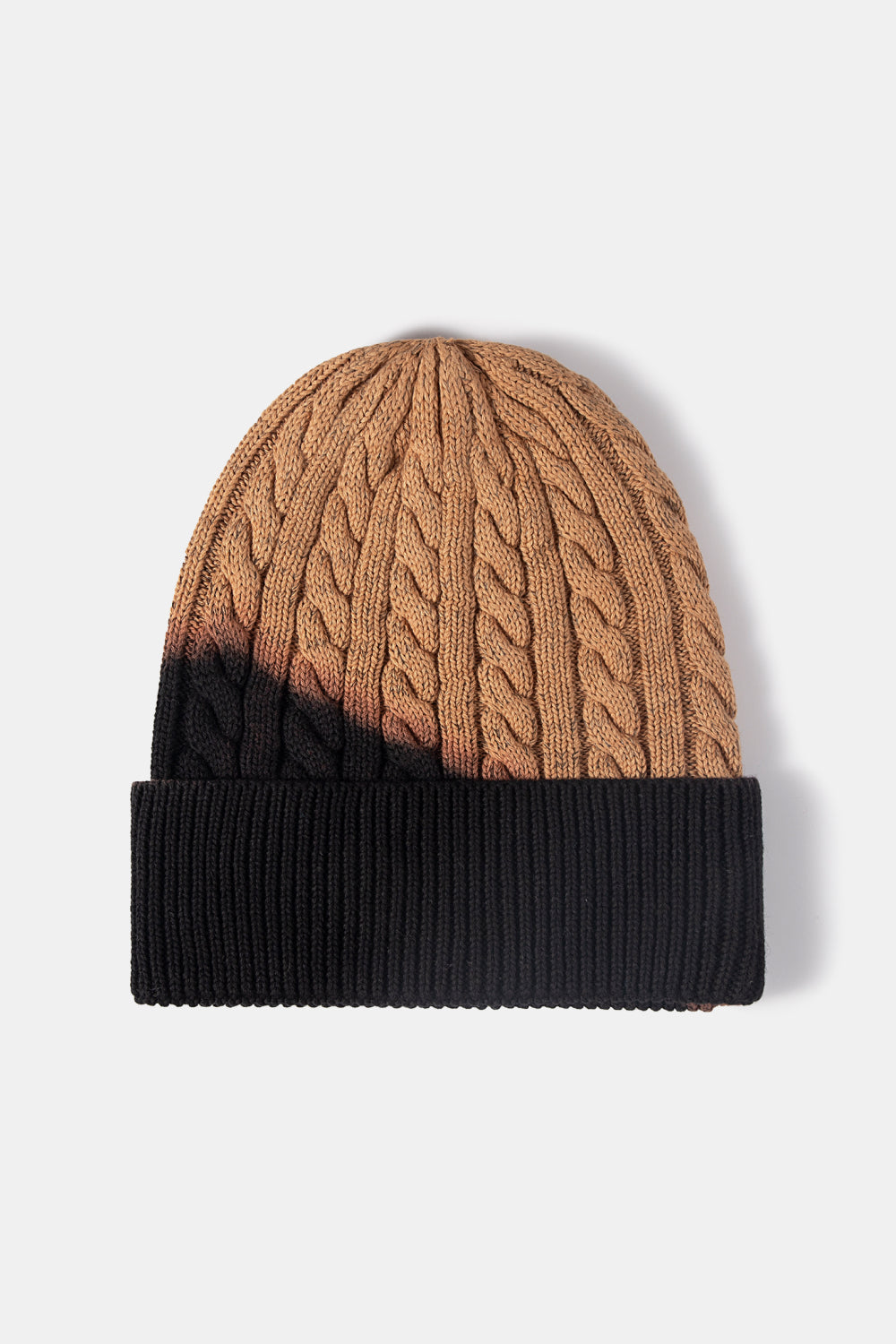 Contrast Tie-Dye Cable-Knit Cuffed Beanie