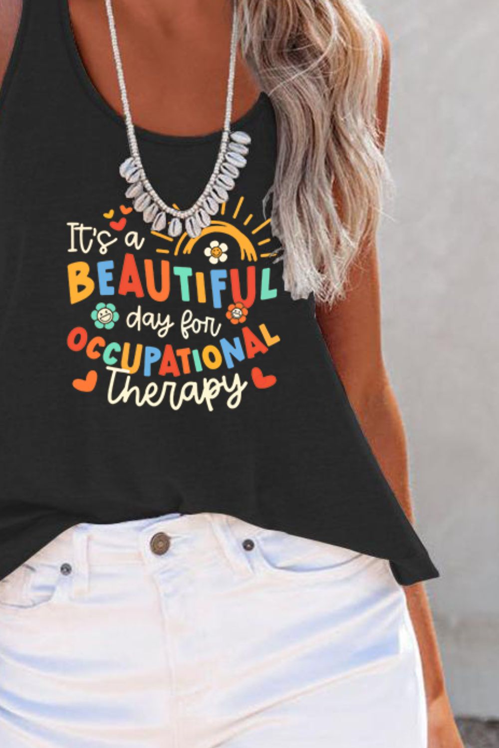 Full Size Letter Graphic Scoop Neck Tank