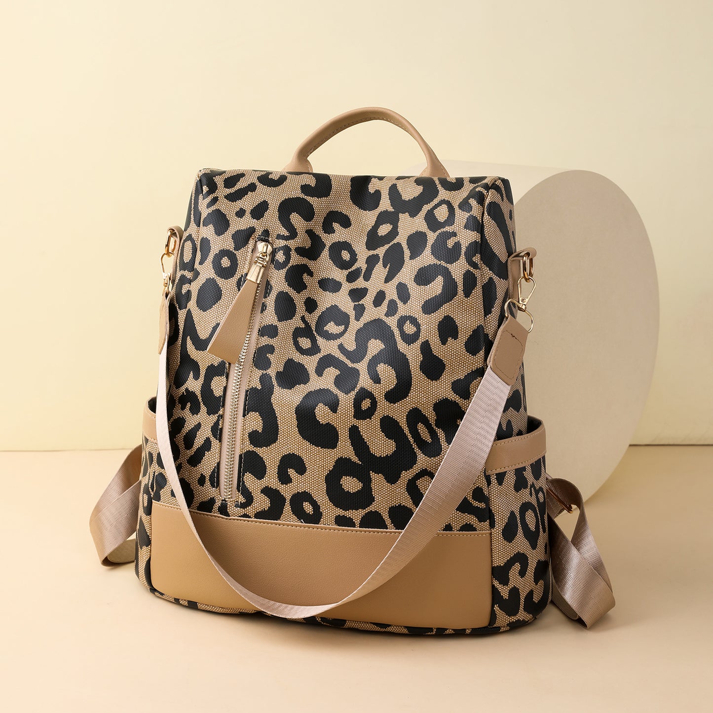 Leopard PU Leather Backpack Bag