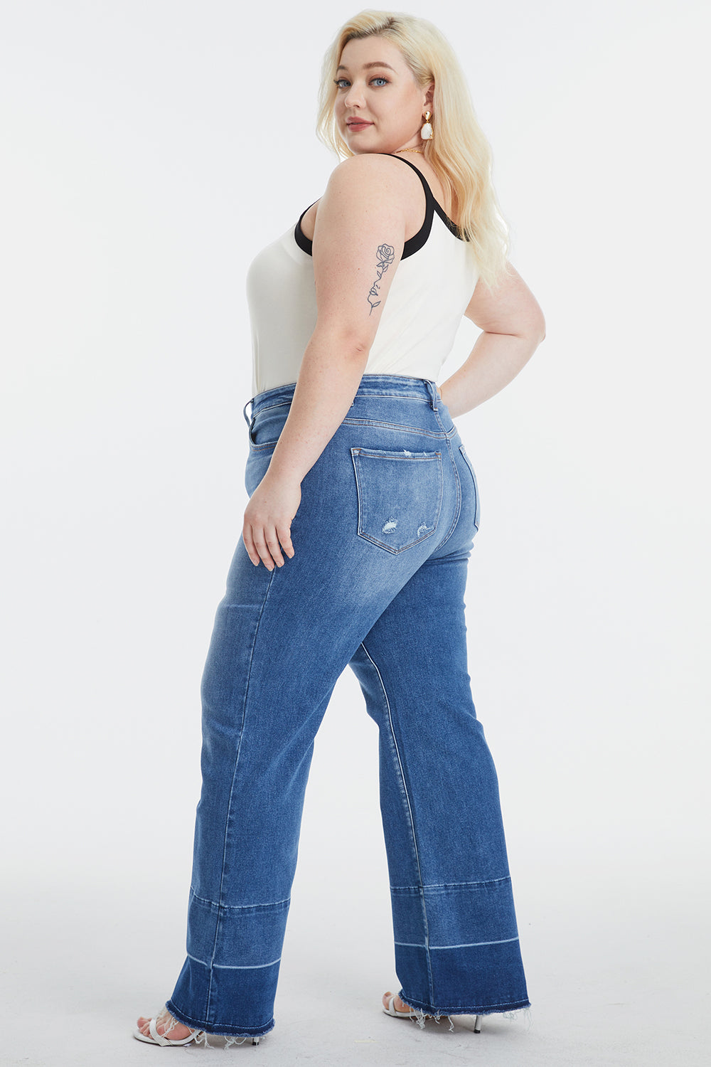 BAYEAS Full Size High Waist Cat's Whisker Wide Leg Jeans