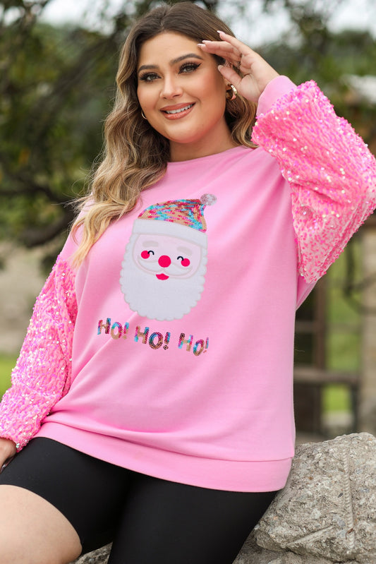 Plus Size Santa Graphic Sequin Long Sleeve Sweatshirt