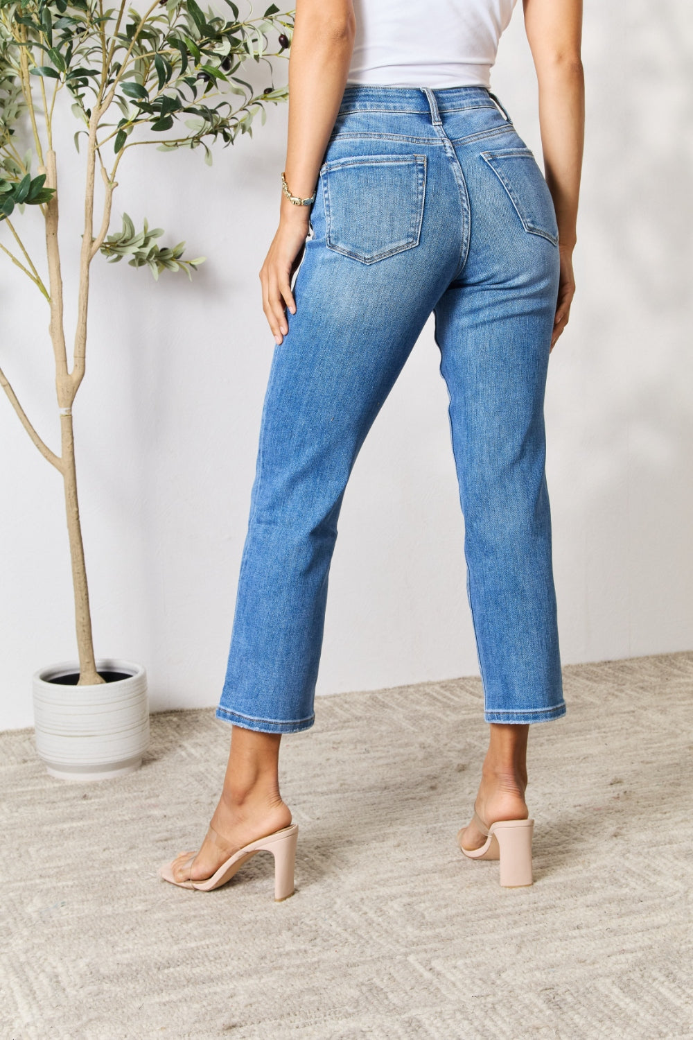 BAYEAS Full Size High Waist Straight Jeans