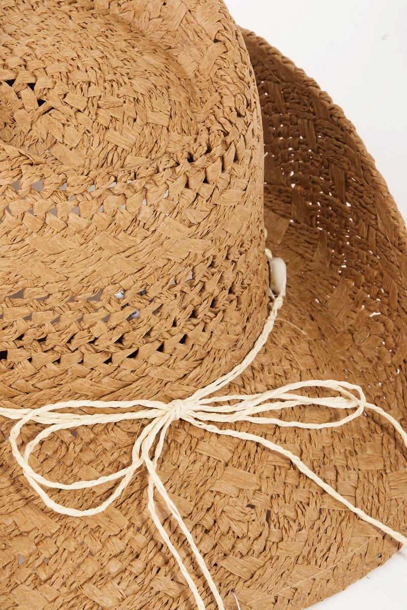 Fame Openwork Shell Weave Straw Hat