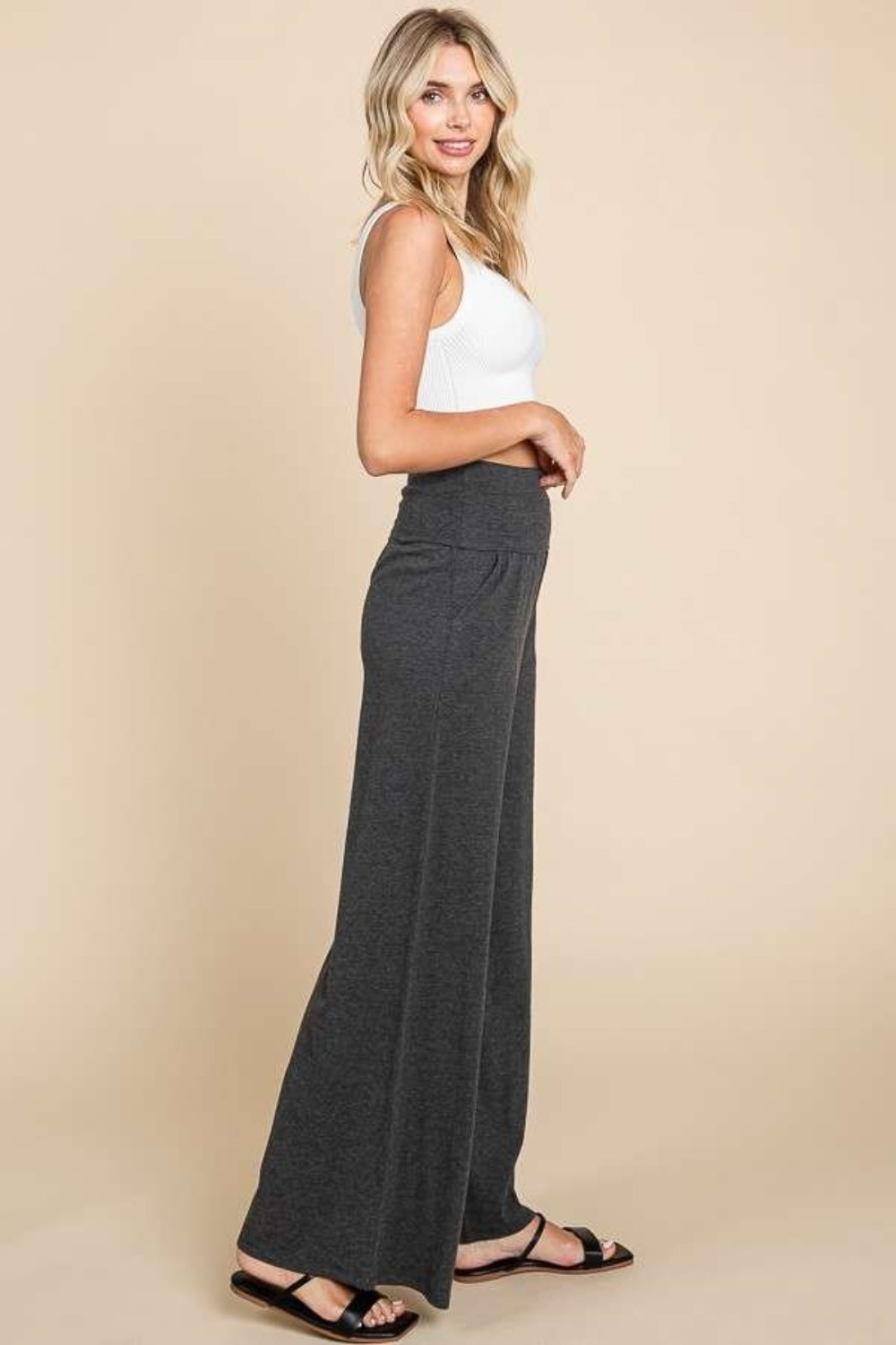 Culture Code Wide Waistband High Waist Wide Leg Pants