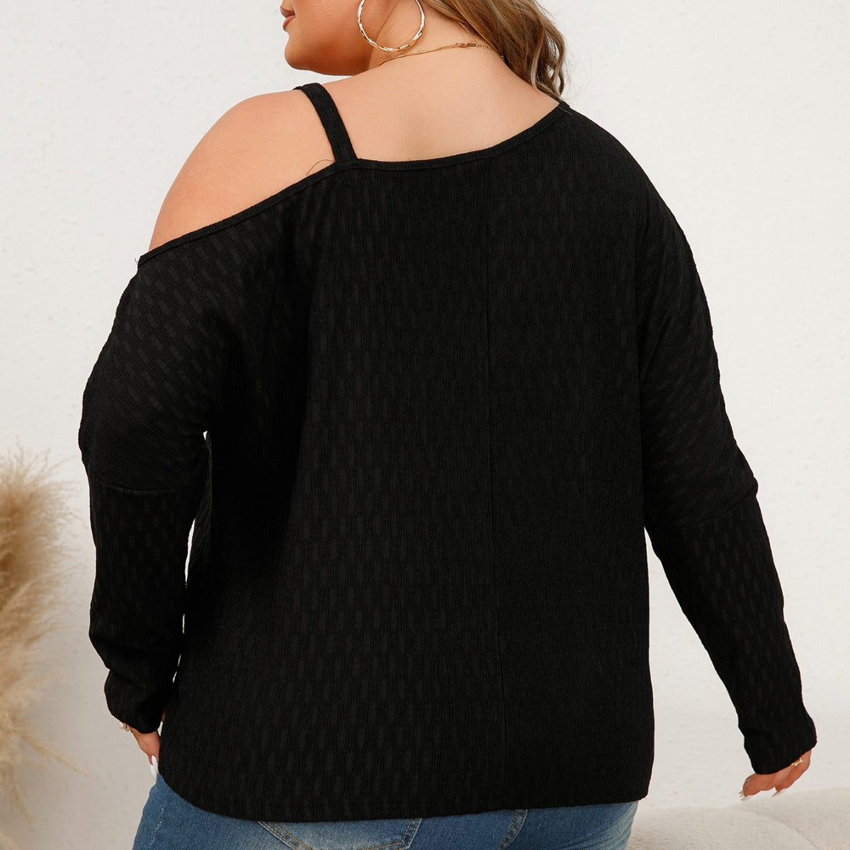 Plus Size One-Shoulder Asymmetrical Blouse