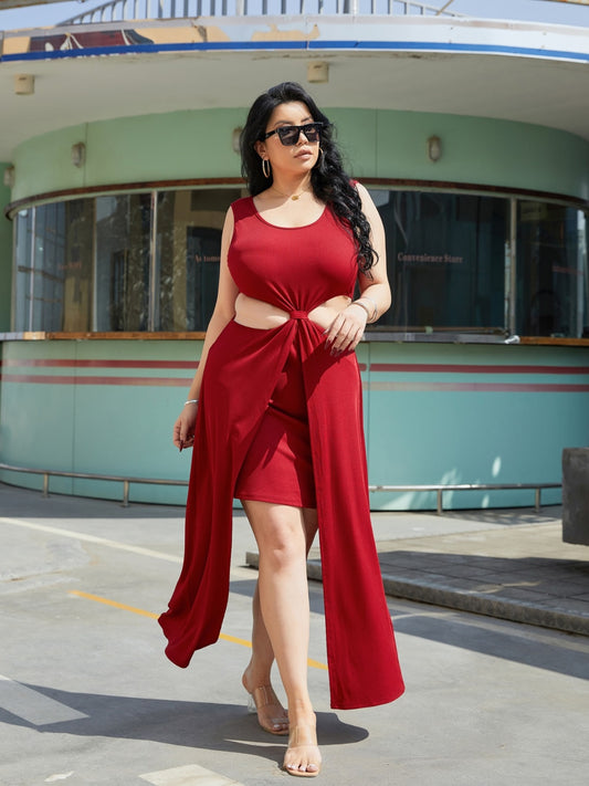 Plus Size Cutout Scoop Neck Sleeveless Dress