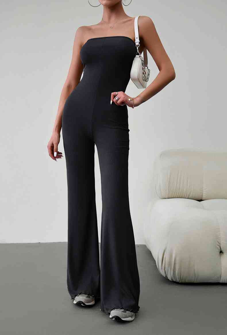 Strapless Lace-Up Jumpsuit