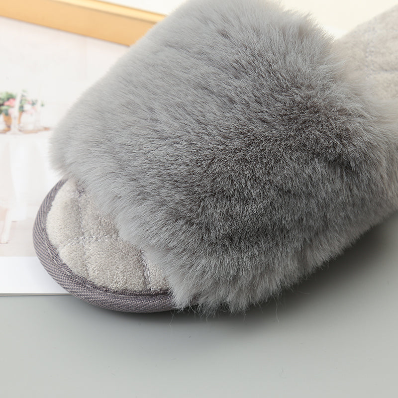 Faux Fur Open Toe Slippers