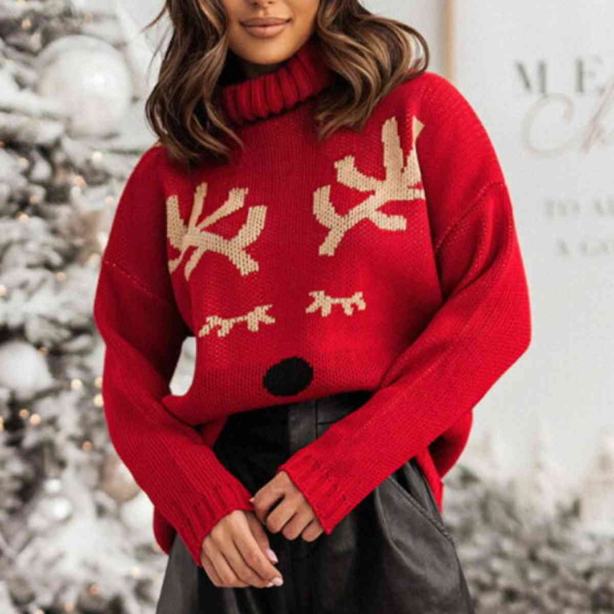 Rudolf Print Pullover Sweater