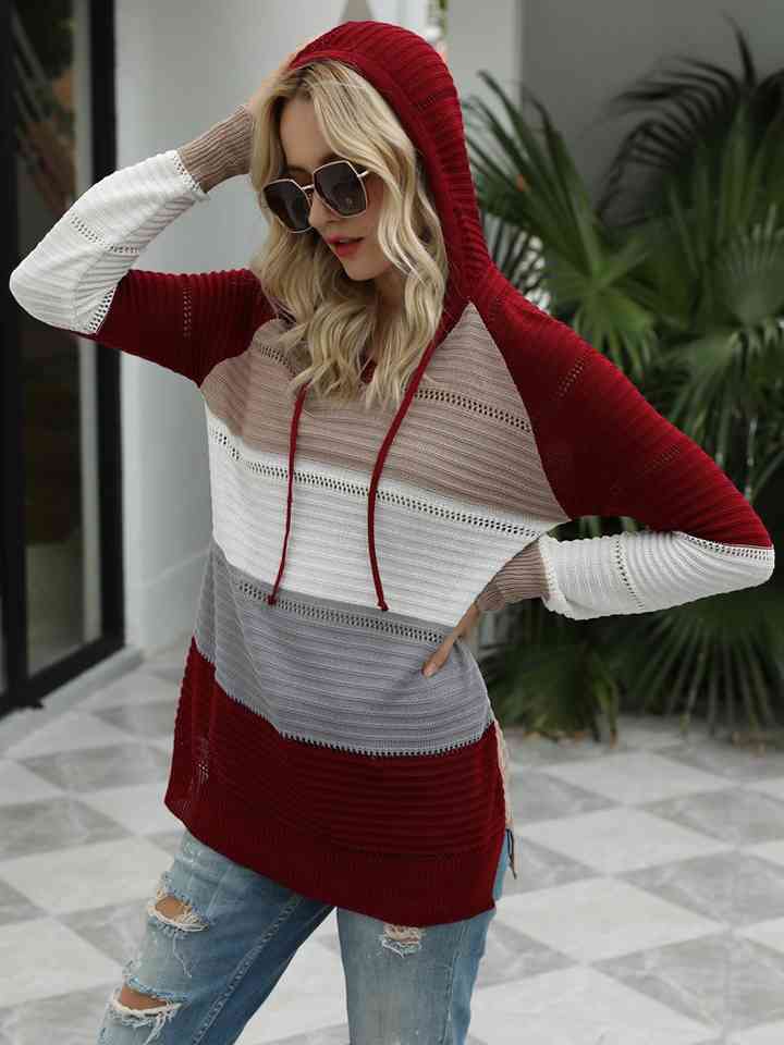 Color Block Hooded Sweater